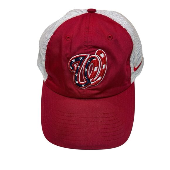 Washington Nationals Trucker Hat Cap Strapback Mesh Red Nike Heritage86 Dri-Fit - Picture 1 of 11
